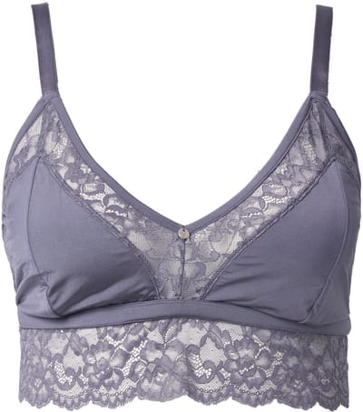 TruYou - Dames - TruYou bralette satijn doorzichtig kant - Donkergrijs - Maat 95D