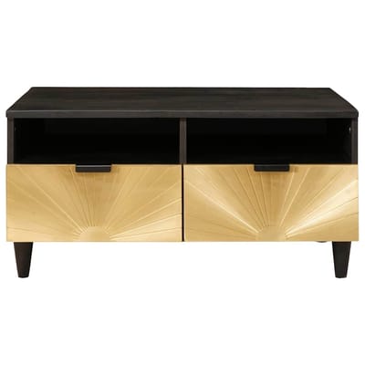 vidaXL - Salontafel - Zwart - en - Goud - 40 - x - 33 - x - 46 - cm - Bewerkt - hout
