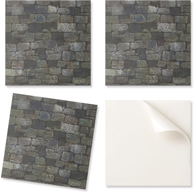 Set PVC-tegels met patroon, zelfklevend, voor slaapkamer, steenstructuur, 20x20x20 cm