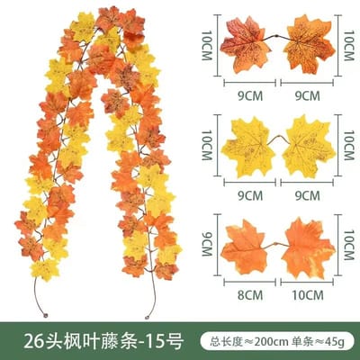 2M Kunstmatige Herfst Esdoornblad Garland Nepplanten Herfstdecoratie Bladeren Wijnstok voor Thanksgiving Halloween Festivals Bruiloft Decora yellow