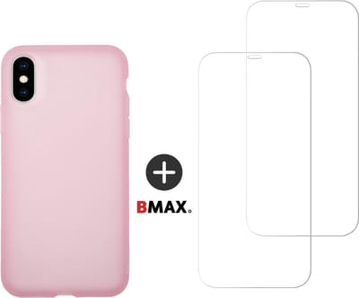 BMAX Telefoonhoesje geschikt voor iPhone XS Max - Latex softcase hoesje roze - Met 2 screenprotectors