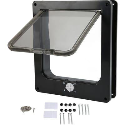 Porte pour animaux de compagnie résistante à l'usure, fonction de fermeture automatique de la fenêtre, porte intérieure pour chat pour tous les intérieurs standard L noir