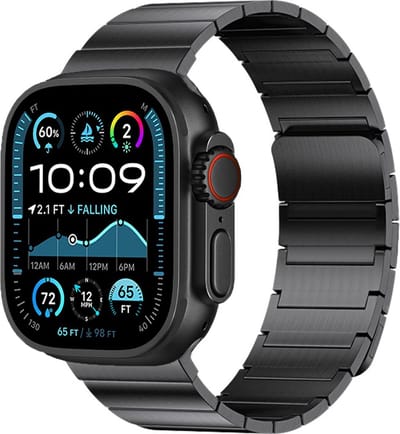Stravo Magnetische Sluiting Apple Watch Metalen Bandje - Zwart - Geschikt voor Apple Watch 42mm (Series 11/10), 41mm (Series 9/8/7), 40mm (Series 6/5/4, SE 1/2/3), 38mm (Series 3/2/1) - Luxe Zakelijke RVS Horlogebandje