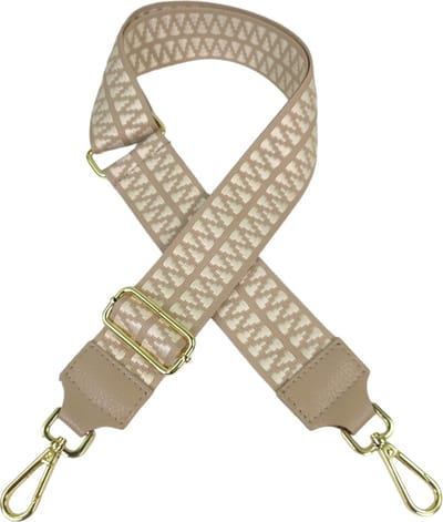 Qischa® Bag strap - Tassenriem - Schouderband - Schouderriem - Tassen Riem - Tas Hengsel - Verstelbare Riem - beige taupe, beige - gouden hardware