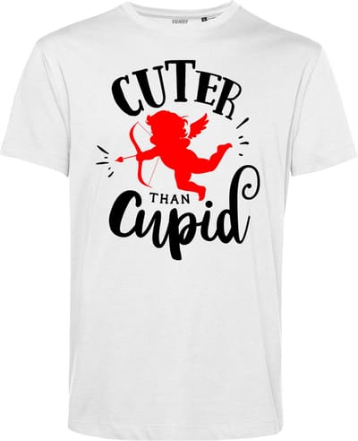 T-shirt Cuter Than Cupid | Valentijn cadeautje voor hem | Valentijn | Valentijnsdag voor mannen | Wit | maat XS