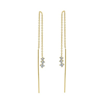 Karma Pull Through Doortrek Oorbellen Triple Diamond Goud