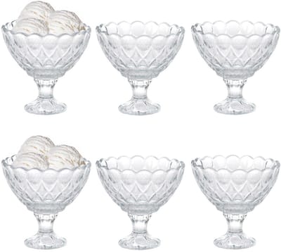 Excellent Houseware IJcoupes / dessert serveer schaaltjes op voet - set 6x stuks - glas - 200 ml - transparant
