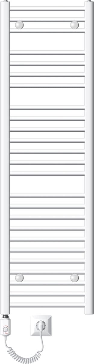 Badkamerradiator Elektrisch met verwarmingselement 900W 400x1500 mm Wit recht met zijaansluiting