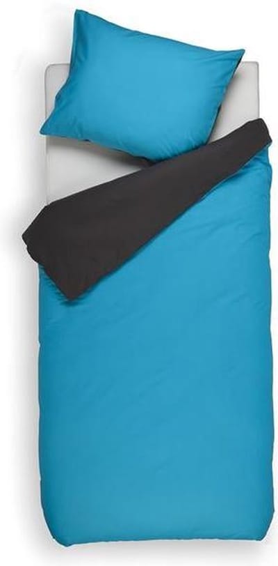 Snoozing Two Tone - Flanel - Dekbedovertrek - Eenpersoons - 140x200/220 cm + 1 kussensloop 60x70 cm - Turquoise/Antraciet