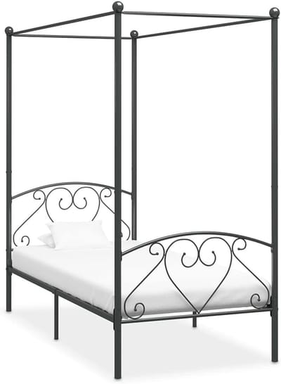 Hemelbedframe Metaal - Hemelbed Bedframe - Slaapkamer Aankleden - Bovenframe Voor Gordijnen - 90x200 cm - Grijs