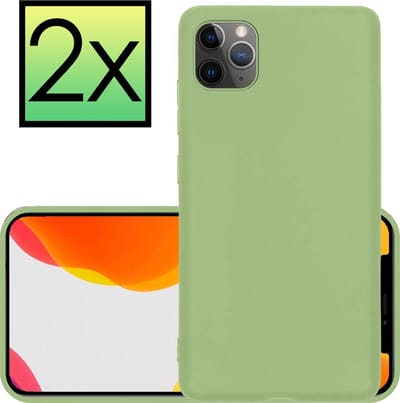 Hoesje - 2 Stuks - Geschikt voor Apple iPhone 11 Pro Max - Sterk & Shockproof - Case Siliconen - Back Cover - Telefoon Hoes - Groen