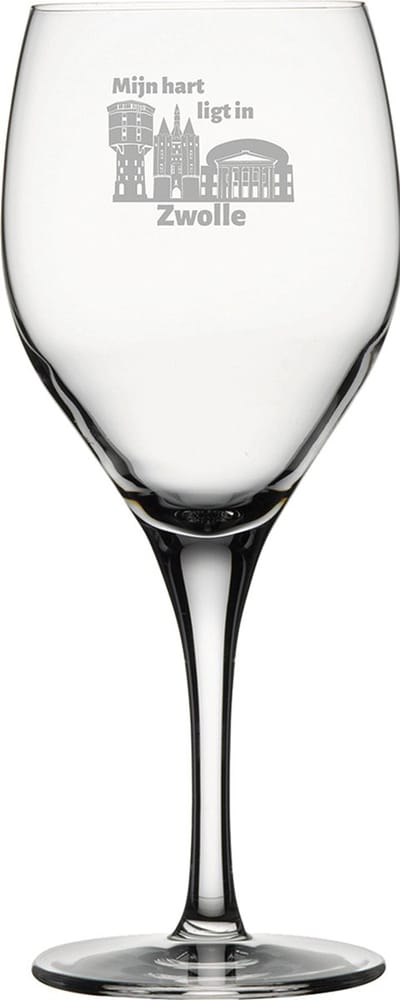 Gegraveerde witte wijnglas 34cl Zwolle