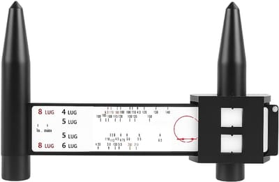 Daity Een PCD-meetinstrument voor autowielnaven - een hulpmiddel voor het meten van de afstand tussen de boutgaten van voertuigvelgen - geschikt voor schuifremklauwen met 4/5/6/8 gaten - universeel type - geschikt voor SUV's en vrachtwagens (zwart).
