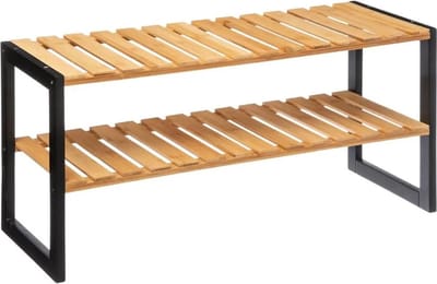 Schoenenrek - Schoenenbank - Bamboe - Zwart / Naturel - 70 cm x 26 cm x 34.5 cm