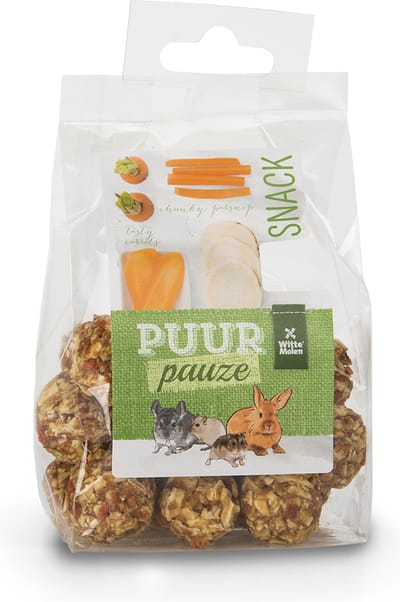 Witte Molen - Knaagdierensnack - Knaagdier - Puur Pauze Groentenbal Wortel & Pastinaak 100gr - Tray - 1st