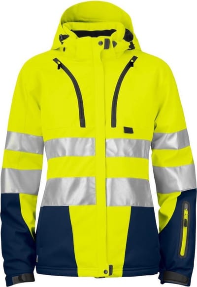 ProJob 6424 GEVOERDE SIGNALISATIE SOFTSHELL EN ISO 20471 KLASSE 3 DAMES 646424 - Geel/Marine - XS
