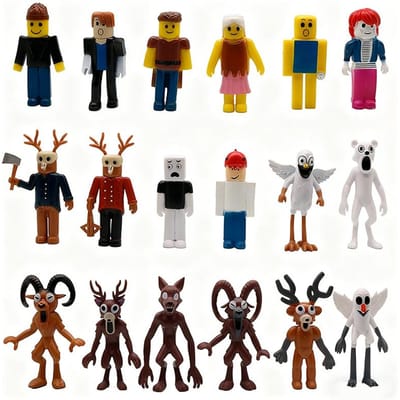 Set met beeldjes van 99 Nachten in het Bos: Adelaar, Geit, Wolf, Hert. Plastic dierenfiguurtjes, speelgoed, cadeaus voor kinderen. Collectie.