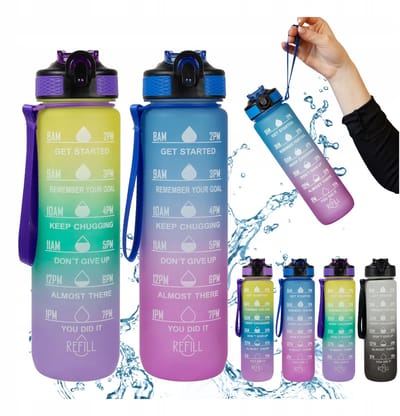 Bimberek - Motiverende Waterfles - 1L - Met Rietje - Voor Sport en Fitness