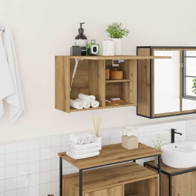 vidaXL - Badkamerwandkast - 60x25x40 - cm - bewerkt - hout - artisanaal - eikenkleur