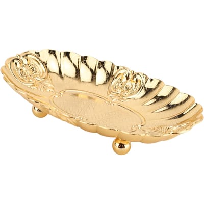 Metalen Ovale Dienblad Klein Fruitbord Snack Diner Voedseldisplay Buffet Gebak Serveerschaal beige