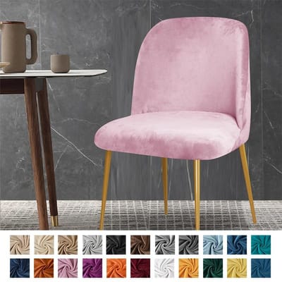 1 stuks Fluwelen Stoelhoes Lage Rug Effen Kleur Zitkussenhoes Anti-vuil Stretch Stoelhoes voor Eetkamer Huis Bruiloft Hotel 1pc