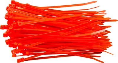 Kortpack - Kabelbinders/Tyraps 200mm lang x 4.8mm breed - Neon Oranje - 100 stuks - Treksterkte: 22,2KG - Bundeldiameter: 50mm - Bundelbandjes - Lichten op onder Blacklight - (099.2081)
