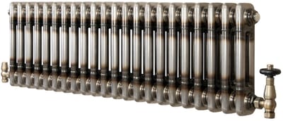 Kolomradiator - 2-kolom 300x1010 mm - ruw metaal - incl. kraan