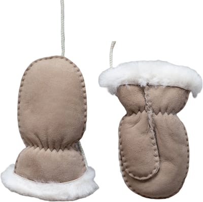 Van Buren Wollen baby & kinder wantjes - 100% schapenvacht - Wantjes van lamsvacht - Taupe | M - 2-4 jaar