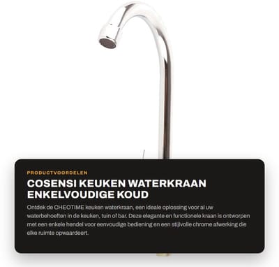 Dailygoods- Keukenkranen G1/2in - Keukenkraan - Koudwaterkraan - Buiten - Tuin - Bar - Roestvrij staal - Kraan