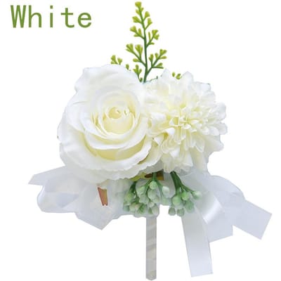5 Kleuren Polsbloemen Bruid Bruidsmeisje Parel Zijdelint Feest Bruiloftsdecoratie Op de Pols Corsages Kunstmatige Rozen Bloem