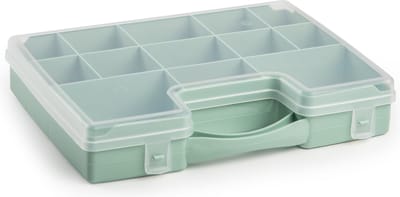 Plasticforte Opbergkoffertje - 13-vaks - mintgroen - opbergkoffer - sorteer box - 27,5 x 20,5 x 3 cm