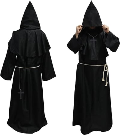 Heren Monnik Kostuum met Kap - Middeleeuwse en Renaissance Robe voor Halloween en Cosplay