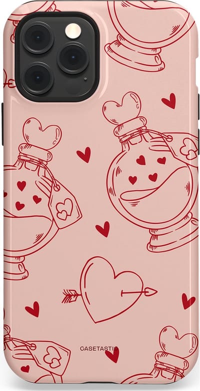 Casetastic Hoesje Geschikt voor Apple iPhone 12/12 Pro Magsafe - Stijlvolle Beschermende Duo-layer Case - Zoete Liefdesflirt - Roze Rood - Pafrum - Love You - Valentijn