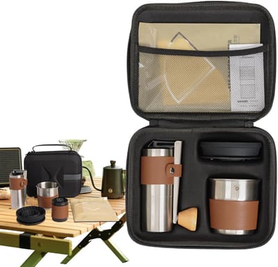 Koffiezet Kit - Kampeer Koffiezetapparaat - Buiten Koken - Dubbel Lager Systeem - Compacte Set