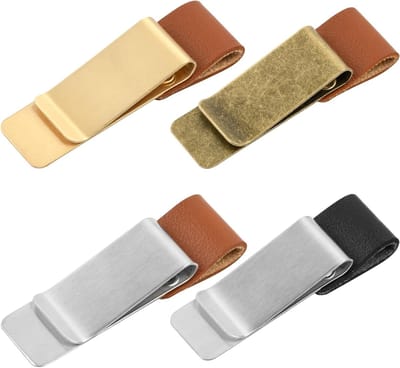 Set van 4 Leren Penhouders Clips voor Agenda, Notitieboek en Planner - Retro Design met Metalen Clip voor Notities en Aantekeningen