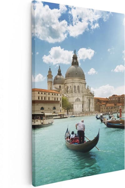 Artaza Canvas Schilderij Gondel Venetië - 20x30 cm - Klein - Wanddecoratie Italië - Muurdecoratie Stad - Kamer Accessoires Canal Grande
