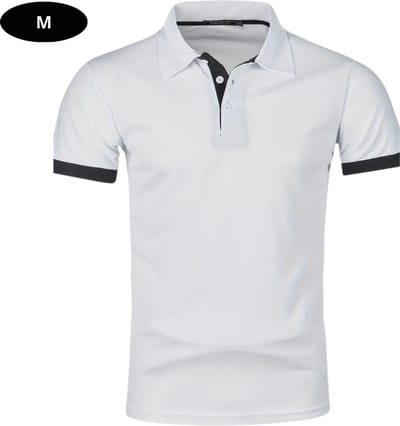 Livano Golf Shirt Heren - T-shirt - Golfkleding - Golfen - Golf Accessoires - Polo Shirt - Zwart + Wit - Maat M