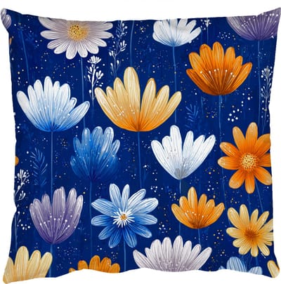 Sierkussens - Kussentjes Woonkamer - 50x50 cm - Bloemen - Patroon - Blauw - Contrast