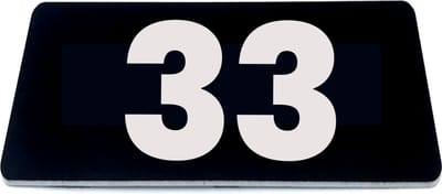 Nummerplaatje 33 - 80 x 50 x 1,6 mm - Zwart/wit - incl. 3M-tape | Nummerbordje - Deur en kamernummer - brievenbusnummers - Gratis verzending - 5 jaar garantie