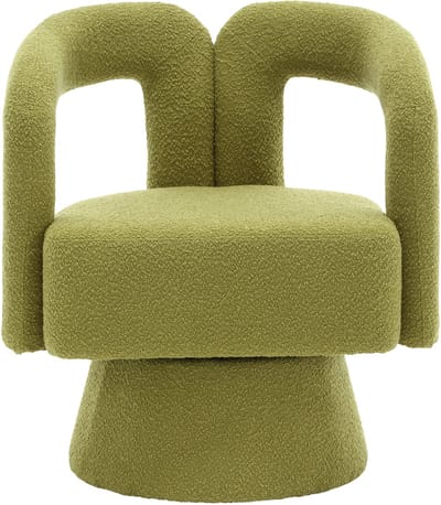 360 graden draaibare fauteuil - Olijfgroene bouclé accentstoel - Moderne loungestoel - 67x55x74 cm - Draaibaar - Woonkamer Olijfgroen
