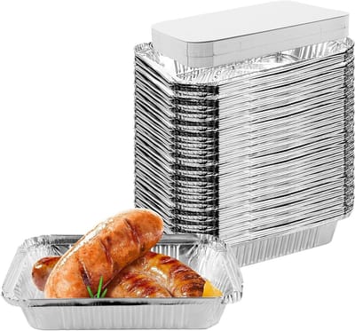 50 Stuks Aluminium Grillkommen 850ml met Deksel, Ideaal voor Bakken, Koken en Roosteren