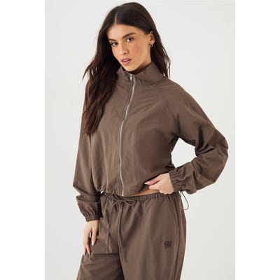 Dames DSGN Studio Funnel Neck Track Jacket | Mokka | Maat: XL
