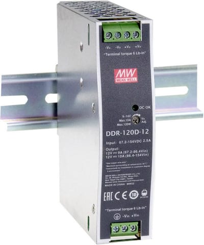 Mean Well DDR-120C-24 DIN-rail DC/DC-converter 24 V/DC 5 A 120 W Aantal uitgangen: 1 x Inhoud: 1 stuk(s)