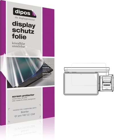 dipos – 2x Beschermfolie geschikt voor Bizerba Q1 pro 100 12.1 Zoll | Krasbestendige & heldere Screenprotector Ultra-Thin