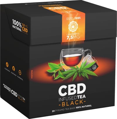 3 x CBD Black Thee - Box of 20 Pyramid Teabags (7.5mg)