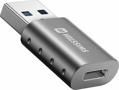Swissten USB‑C naar USB‑A Adapter – USB 3.0 OTG Verloopstuk – 5Gbps – voor Laptop, MacBook, Samsung & Powerbank – Grijs