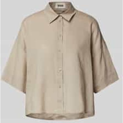 Relaxed fit linnen blouse met extra brede schouders