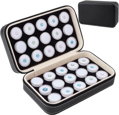 Luxe 20.5x13x6cm Sieraden Display Doos met 30 Gem Jars, Ideaal voor Diamanten en Verzameling Opslag