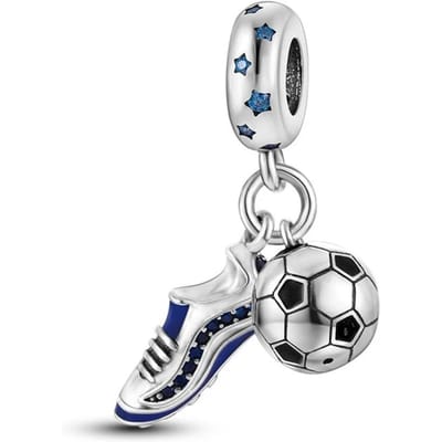 Bedels Koperen Plated Sport Voetbalschoenen En Voetbal Hangers Geschikt Voor Originele Armband Kralen Dames Sieraden Maken wit