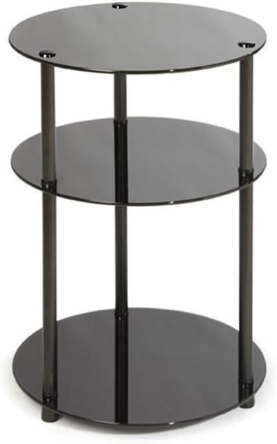 Bijzettafel Rond - Glazen Tafel - Woonkamer Decoratie - Montage Zonder Gereedschap - 62 cm Hoog - Zwart